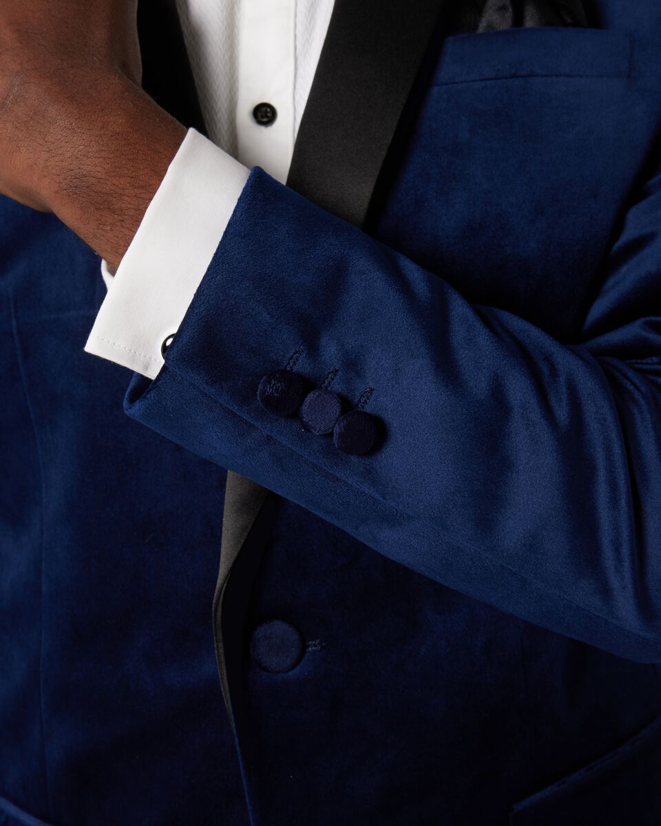 Slim Fit Detachable Shawl Collar Velvet Tuxedo Jacket, Dark Navy, hi-res